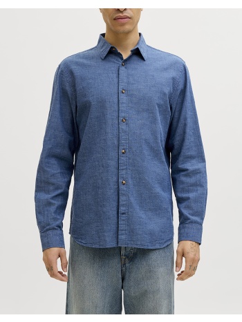 jack&jones jjesummer linen blend shirt l/s sn 12289174-navy