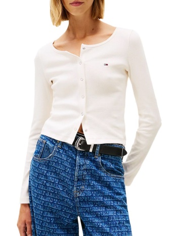 tommy jeans tjw slim rib snap button ls dw0dw22479-ybh