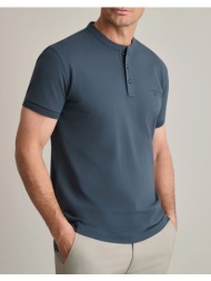 navy&green μπλουζα λαιμοκοψη με κουμπια 24ts.005/yl/pb-dark shadow steelblue