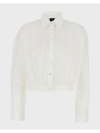 pinko charita camicia popeline ricam 106277a35p-z05 white