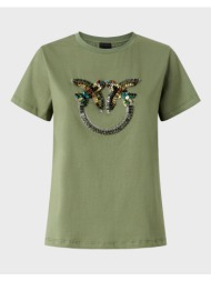 pinko quentin t-shirt jersey ricamo 100535a33f-u84 green