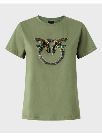 pinko quentin t-shirt jersey ricamo 100535a33f-u84 green