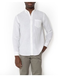the bostonians πουκαμισο λινο regular fit plain linen button-down regular fit 3aap2412-white white