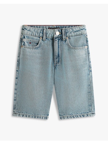 tommy hilfiger straight mid blue denim shorts