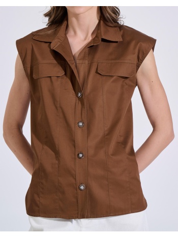 bill cost πουκαμισο 10-180346-0-καφε brown