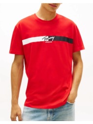 tommy jeans tjm reg signature stripe t ext dm0dm22539-xl8 red