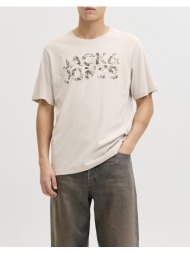 jack&jones jjejeff logo tee ss sn 12288536-moonbeam cream