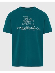 funky buddha μπλούζα κοντό μανίκι και τύπωμα fbm013-023-04-emerald petrol