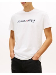 tommy jeans tjm reg vintage la ss tee dm0dm22548-ybl ecru