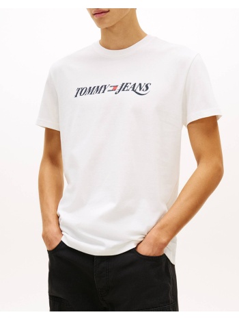 tommy jeans tjm reg vintage la ss tee dm0dm22548-ybl ecru