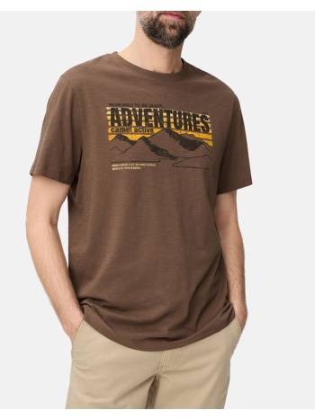 camel t-shirt κ.μ. printed c261-409700-7t17-26 brown