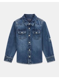 guess kids denim adj. ls shirt πουκαμισο παιδικο boy n6rh00d4eu0-bebh denimblue
