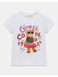 guess kids ss t-shirt μπλουζα παιδικο girl k6ri03k6yw4-g011 white