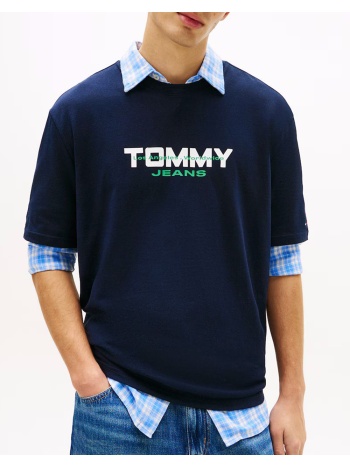 tommy jeans tjm 90s tj block ss tee dm0dm22550-c1g darkblue