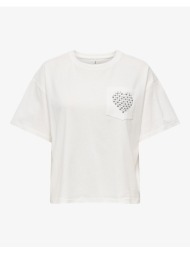 only onlterza s/s o-neck top box jrs 15343834-bright whitechestpocketsilverstudsheart white