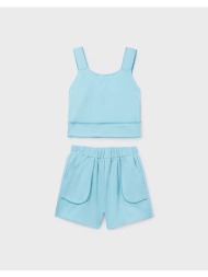 mayoral σετ σορτς πλεξη κοχυλι 06213-069 lightblue