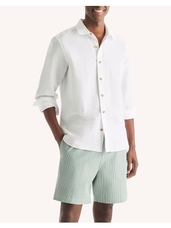 nautica πουκαμισο μμ l/s linen solid fca 3ncwr6548-1bw white