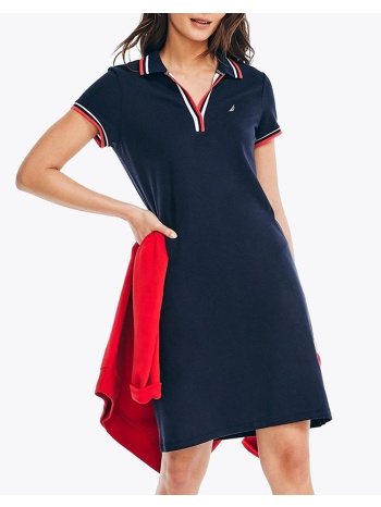 nautica φορεμα s/s tipped knit ocean polo dress