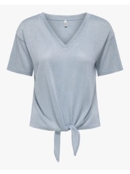 only onlamber s/s knot shine top jrs 15369755-soft chambraysilverglitter lightblue