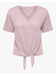 only onlamber s/s knot shine top jrs 15369755-pale lilacgoldglitter pink