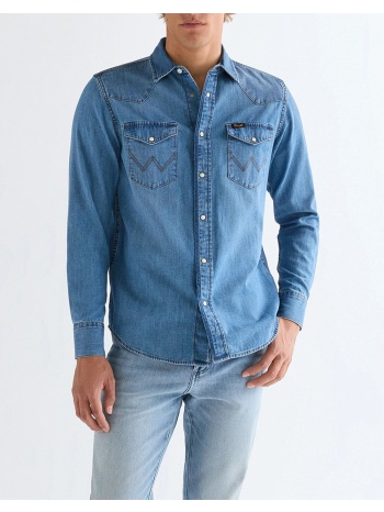 wrangler western shirt 112378393-mid light wash