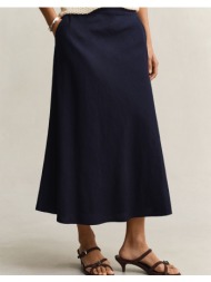 gant φουστα flared linen blend skirt 3gw4400231-433 darkblue