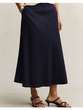 gant φουστα flared linen blend skirt 3gw4400231-433 darkblue
