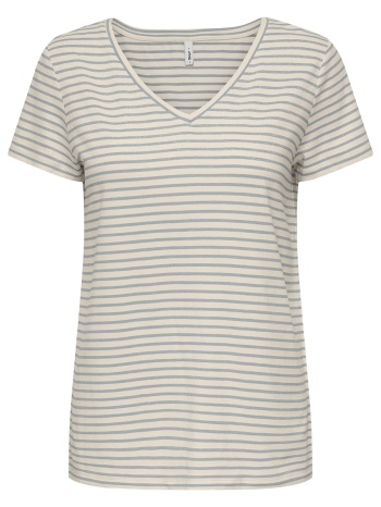 only onlflame s/s v-neck top jrs 15371964-birchsilver lurex