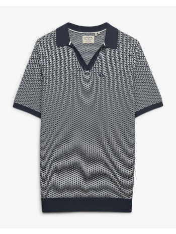 superdry d2 stud johnny collar knitted polo μπλουζα ανδρικο