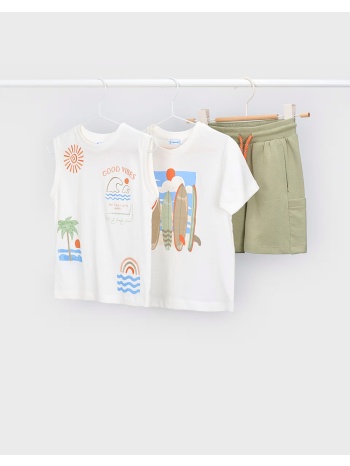 mayoral σετ μακο κοντομανικο τιραντες 03603-028 cream