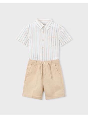 mayoral σετ βερμουδα λινη suiting 03217-016 sandybrown