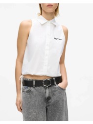 karl lagerfeld jeans klj sleeveless blouse b2w11020-100 white