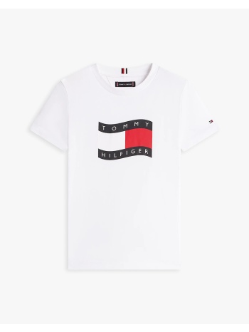 tommy hilfiger wavy flag t-shirt kb0kb10275-8y-16y-ybr white