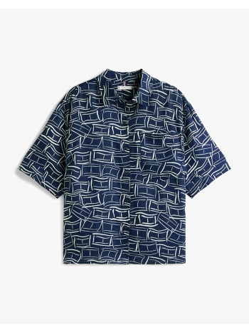 tommy hilfiger ess linen ss shirt ww0ww48925-0gy darkblue