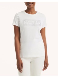nautica μπλουζα t-shirt κμ s/s t-shirts 3nc38v107-1bw white