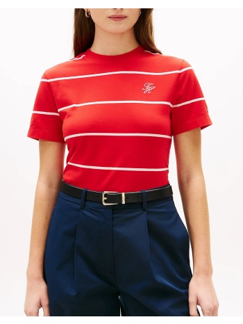 tommy hilfiger th script reg c-nk ss tee ww0ww48699-0e5 red