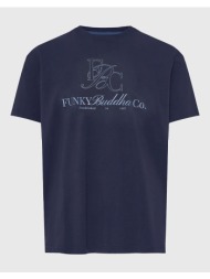 funky buddha μπλούζα κοντό μανίκι και τύπωμα fbm013-023-04-navy navyblue