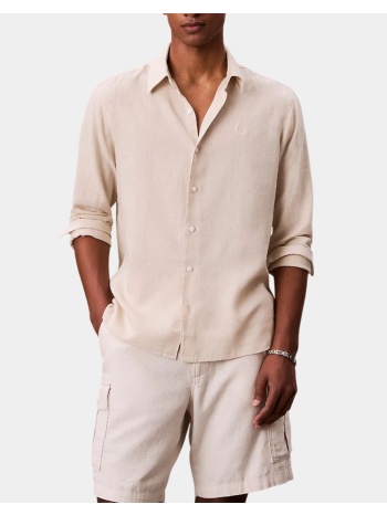 calvin klein ls solid linen classic shirt lv04le125g-2jx