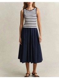 gant φορεμα jersey woven combo dress jersey woven combo dress 3gw4503509-433 navyblue
