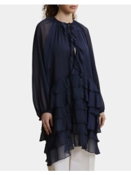 la martina φορεμα woman dress l/s chiffon crinck 3lmwcd002-vl079-07017 darkblue