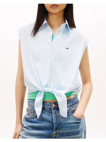 tommy jeans tjw tie front poplin shirt dw0dw22212-0a6