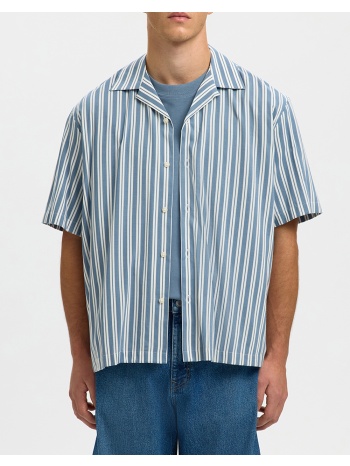 selected slmcasper-air rlx mix ss shirt 16091381-blue