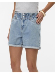 vero moda vmlyra hr paperbag shorts mix 10307784-light blue denim denimlightblue