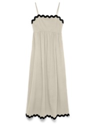 vero moda vmjenna singlet ankle dress wvn btq ga 10341317-birchblack scallop edges biege