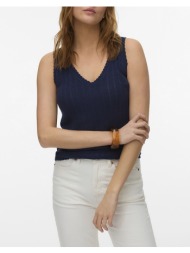 vero moda vmnewlex pointelle v-neck top 10340559-navy blazer darkblue