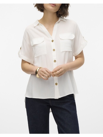 vero moda vmbumpy ss shirt wvn noos 10310139-snow white