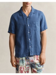 gant υποκαμισο κμ reg gmnt dyed linen ss camp shirt 3g3261120-442 blue