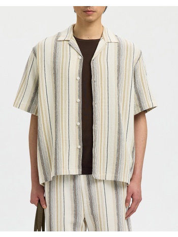 selected slhrlxcal ss shirt resort 16101248-egretbrown