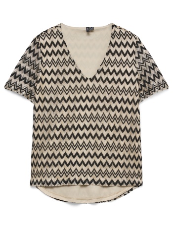 vero moda vmviola ss v-neck top jrs 10344300-blackcement