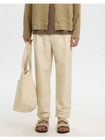 selected slh180-relaxed crop ron linen blend pant